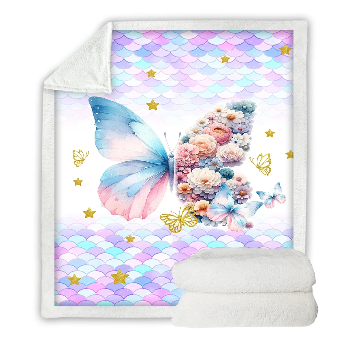 

Romantic 3D Oil Painting Blanket Flowers and Butterfly Throw Blanket Printed Blanket Super Soft Cozy Fuzzy Plush Blanket Cover