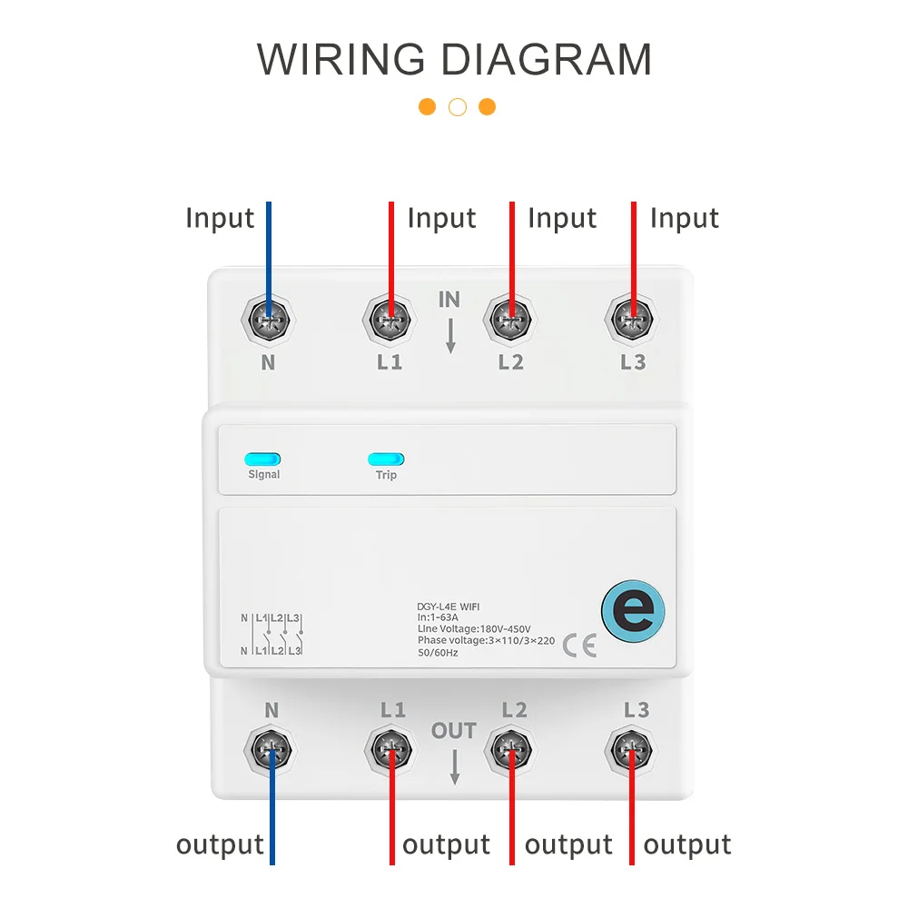 4P Circuit Breaker WIFI Smart Switch Remote Control Cut Off L DIN Rail Type Timer Countdown Cycle Timing Work With EWeLink App
