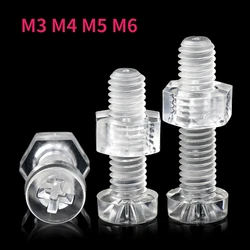 20/30/50/100/200sets M3 M4 M5 M6 Acrylic Clear Transparent Plastic Nylon Round Head Phillips Cross Screw Bolt + Hex Nut