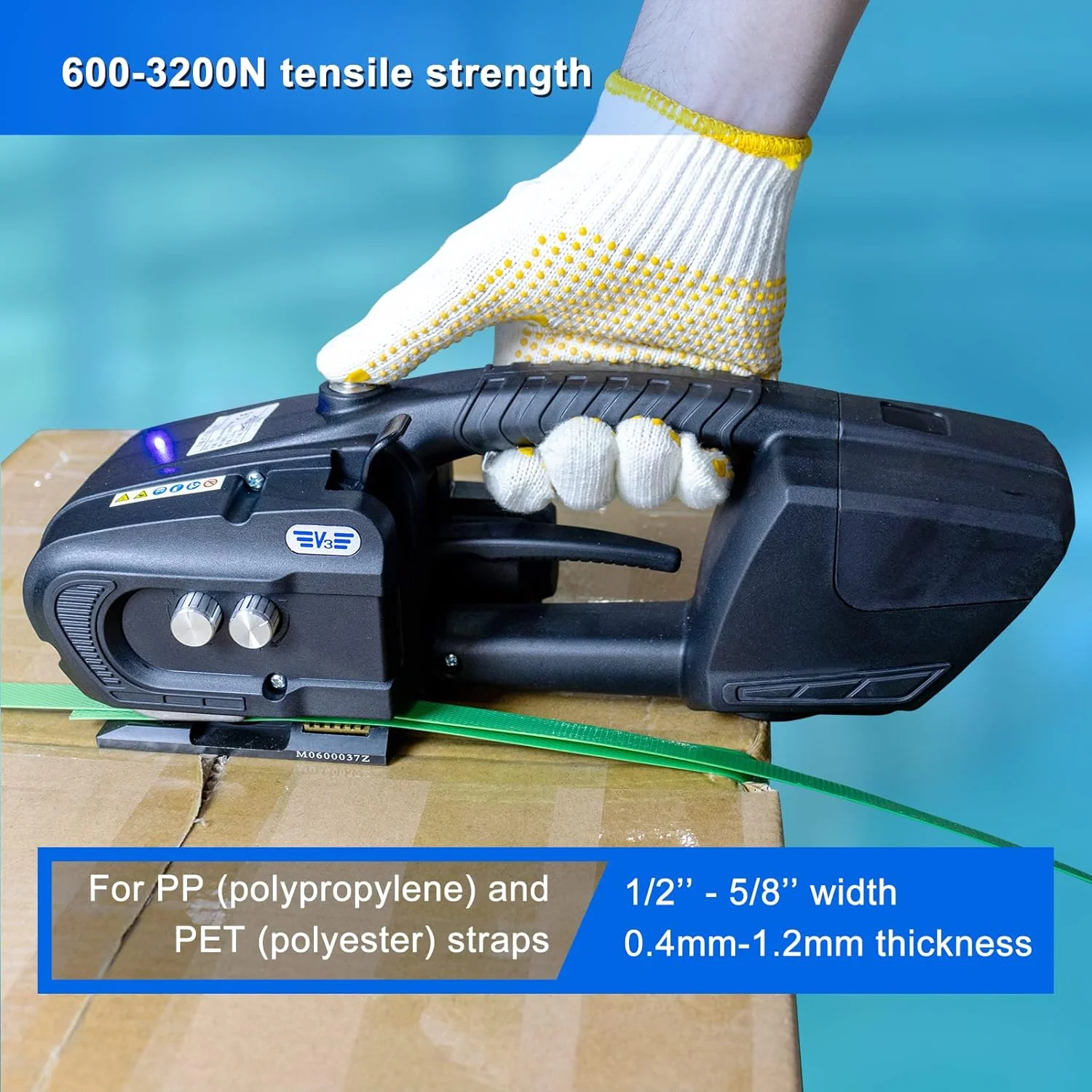 V3 Portable PP PET 13-16mm Plastic Friction Welding Battery Powered Handheld Strapping Tool Machine