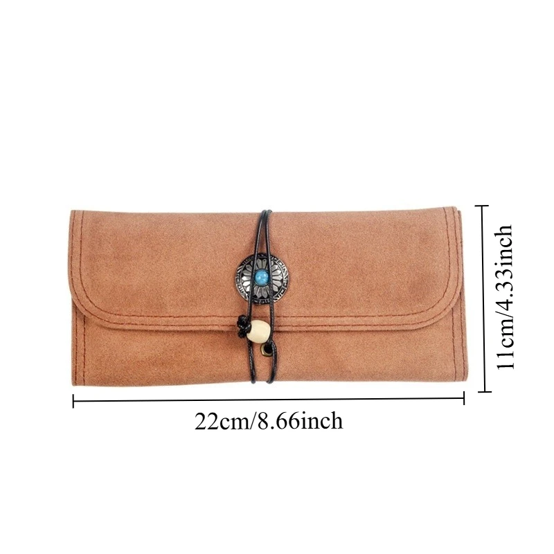 Slim Portable Retro Pipe Bag - Full Grain Cowhide Braided Rope Tobacco Storage Pouch Men's Travel Smoking Accessory