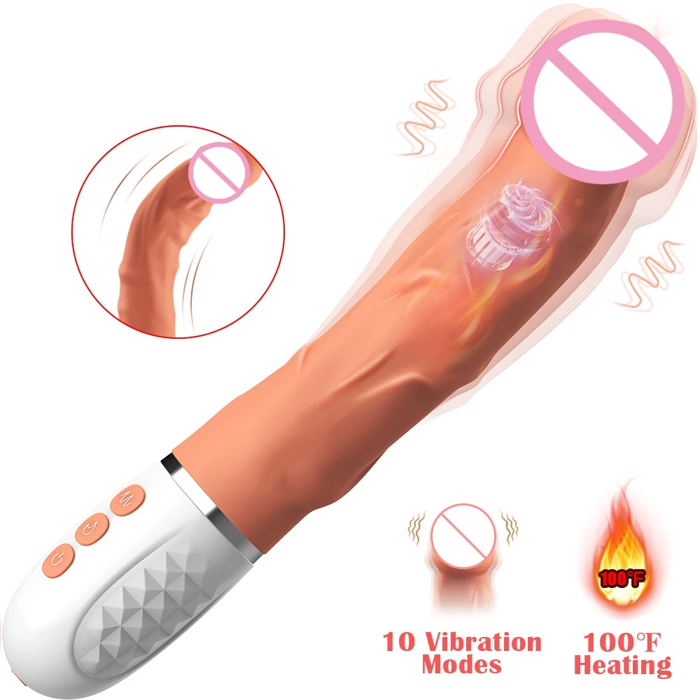 Vibromasseur gode réaliste pour femme, point G, UNIS issement clitoridien, vibro pénis avec 10 modes vibrants et chauffants, jouets sexuels Dick