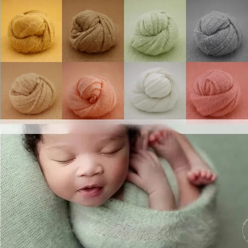 Newborn Photography Props Baby Wraps Wool Blanket Backdrop Photo Shooting Accessories Photograph Studio Mohair Elastic Fabric