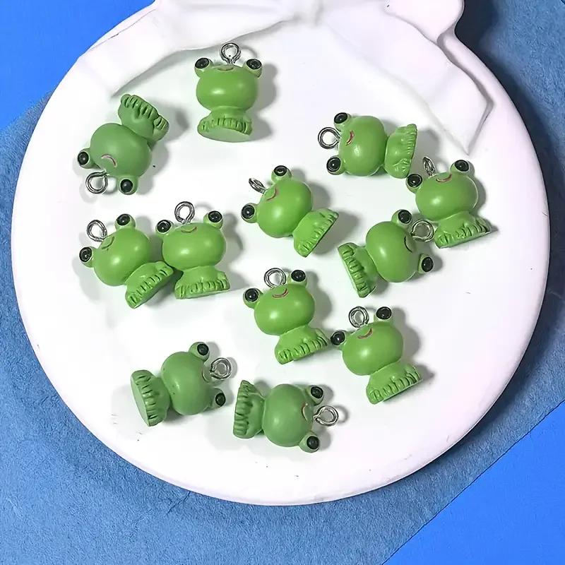 10pcs Per Pack Cute Resin Frog Pendants Charms for DIY Necklaces, Bracelets, Earrings, Keychain, and Jewelry Making Supplies image 4