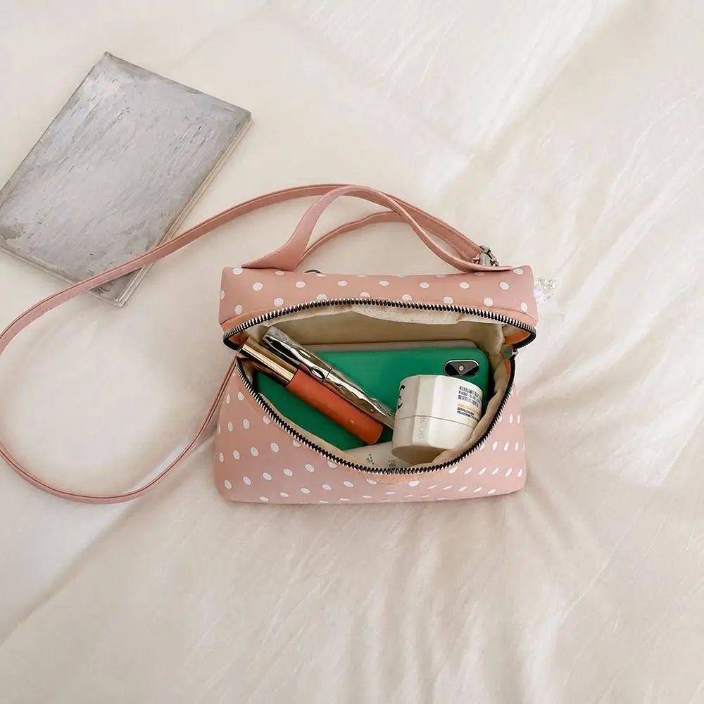 Modische Umhängetasche mit Reißverschluss und Polka-Dot-Muster, Leichtgewichtige Messenger-Tasche mit Verstellbarem Schulterriemen, Polka-Dot-Reißverschlusstasche für Dates – Detail 6
