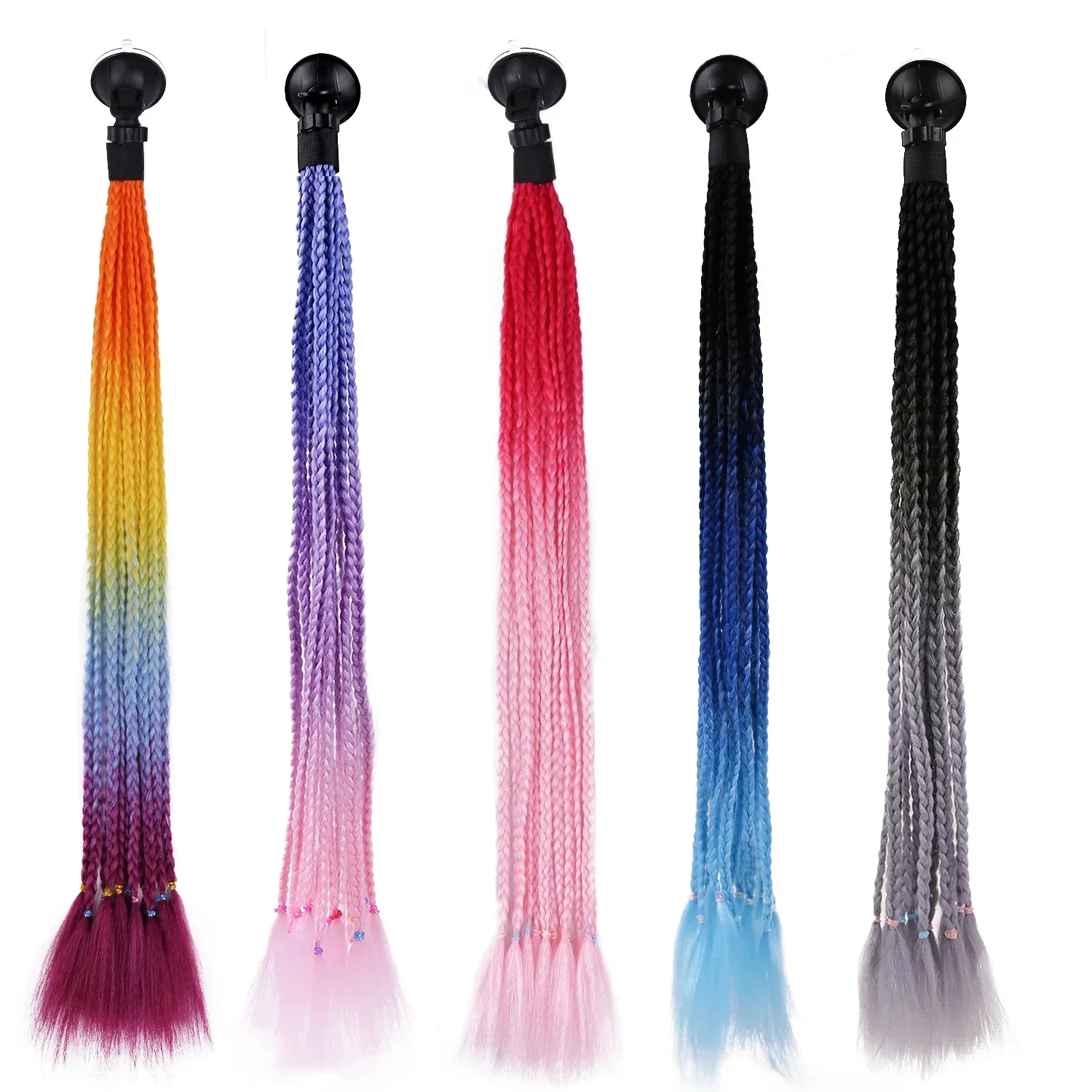 Motorcycle Helmet Braids Woman Braids Wig For Motorbike Helmet Multicolor Twist Dual Pigtail Ponytail Christmas Present Gift