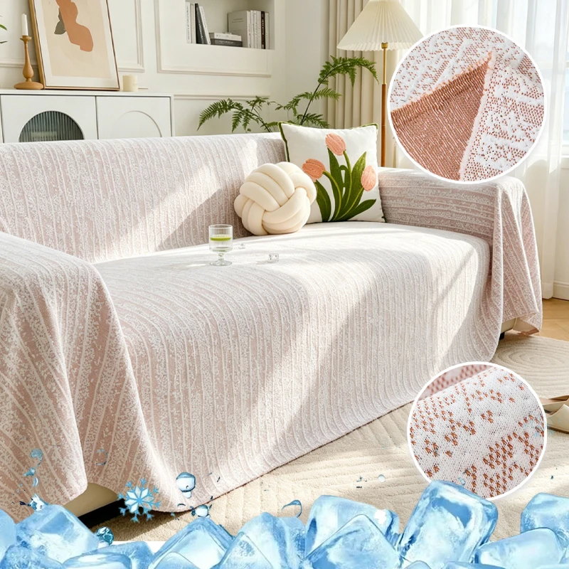 

Summer Cool Ice Silk Sofa Blanket Skin-Friendly Breathable Cooling Fabric Multi-Use Throw for Couch Bed Office Chair Car Travel