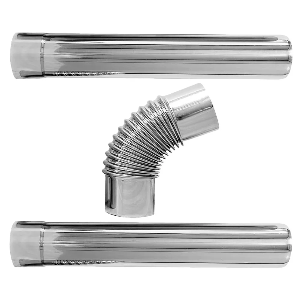 3Pcs Stainless Steel Flue Pipe Set 90 Degree Elbow Straight Tube Gas Water Heater Chimney Ventilation Exhaust Connector