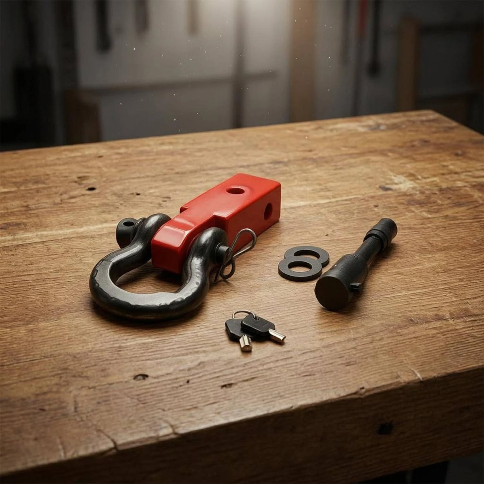 Hitch Tow Hook Assembly Keyed Lock Tow Hook Assembly D Loop Hitch Shackle Rounded Opening Vehicle Accessory Corrosion Resistant view 2