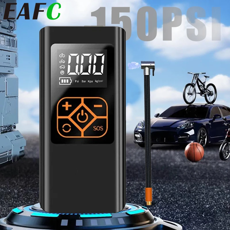 

Автомобильный воздушный компрессор EAFC 4000 мАч, проводной/беспроводной, электрический, с монитором давления, для мотоциклов, велосипедов, лодок, автомобильных шин и мячей