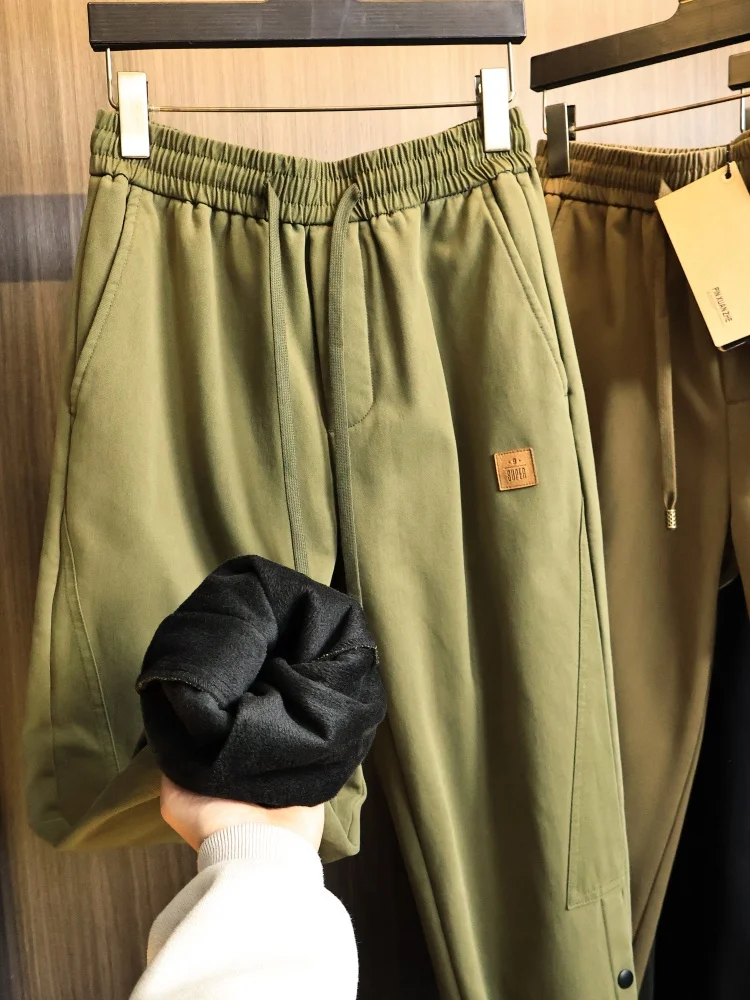 

Men's Casual Fce Lined Thermal Loing Pants Autumn Winter Loose Fit Elastic Waist Cargo Joggers Comfortable Skin-friendly