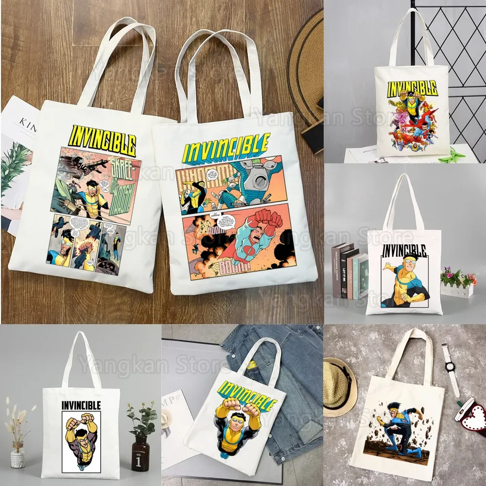 

Invincible Universe Graphic Cartoon Canvas Shoulder Bag Female Harajuku Funny Large-capacity Eco Environmental Shopper Bag