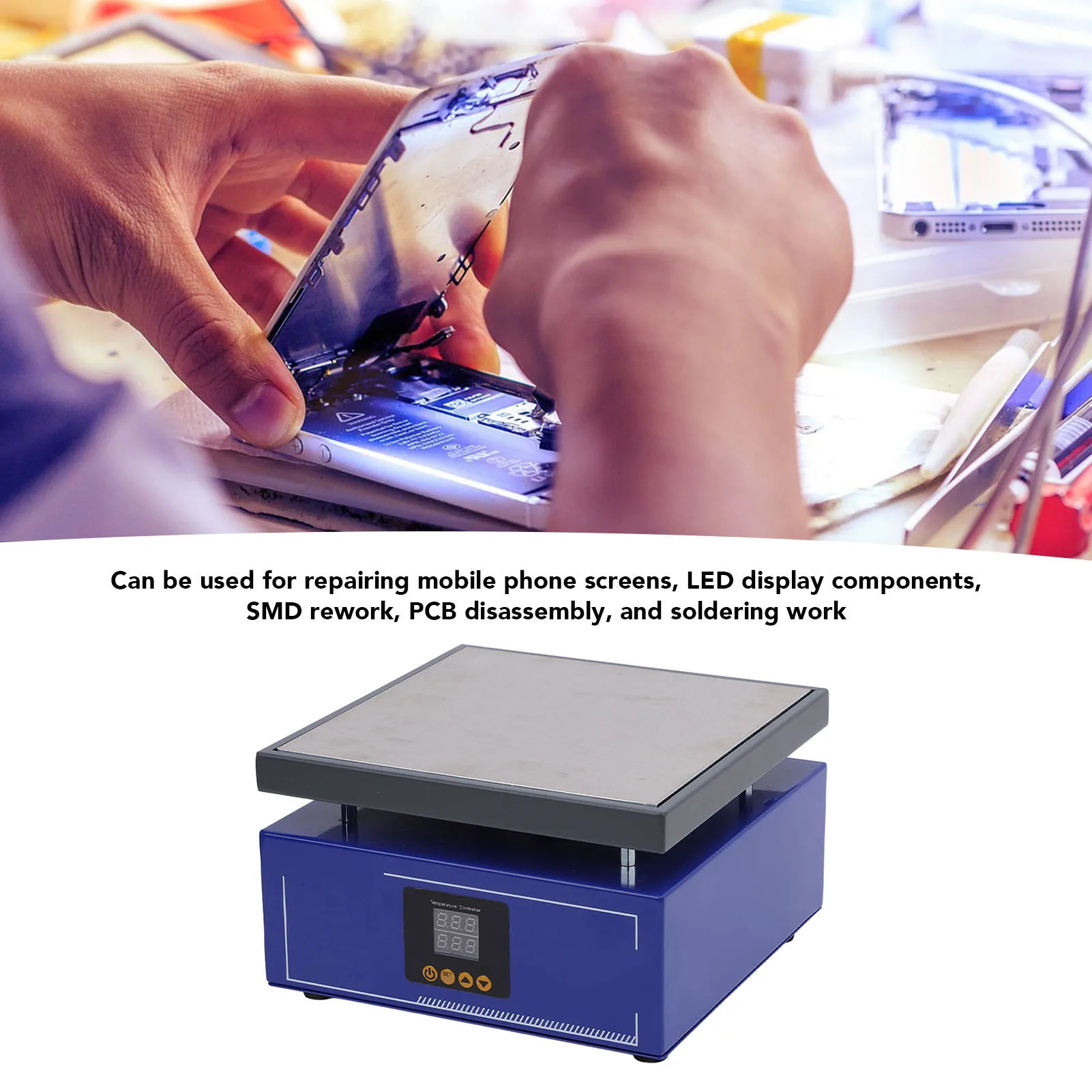 

Soldering Hot Plate Preheat Soldering Station Fast Heat Transfer 600W Dual Digital Display for PCB Removing for Component Work