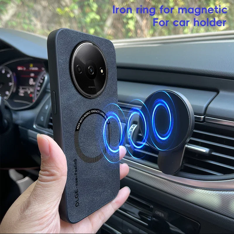 Magnetic Retro Leather Soft Case For Xiaomi Redmi A3 A3X RedmiA3 Poco C61 PocoC61 Wireless Charging Phone Case Cover