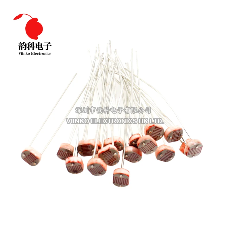 20PCS LDR Photo Light Sensitive Resistor Photoelectric Photoresistor 5528 GL5528 5537 5506 5516 5539 5549 For Arduino