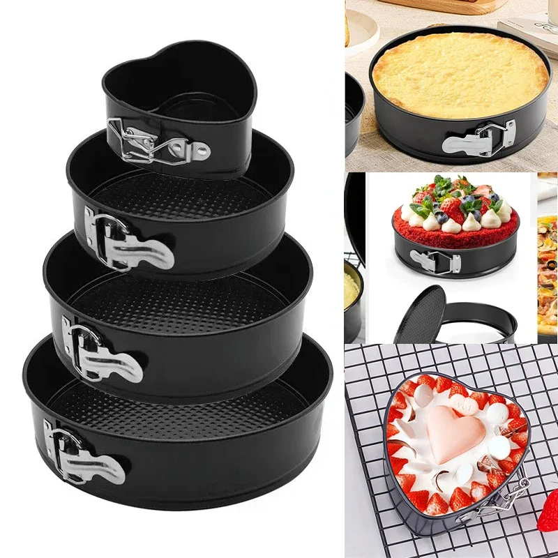 4pcs Baking Mold Stainless Steel Non-stick Cake Molds 4/7/9/10inch Cheesecake Pan with Removable Bottom Baking Accessories Tool