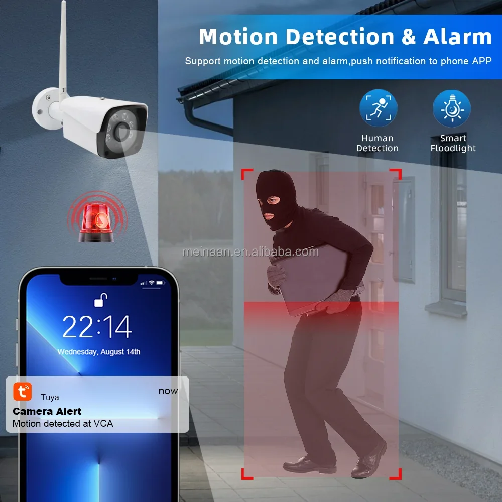 4CH 3MP Wireless WiFi Touchscreen LCD NVR Sistema di telecamere di sorveglianza Sistema di telecamere CCTV di sicurezza wireless Tuya Smartlife esterno