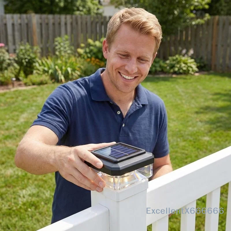 Image of IP65 Wasserdichte Solar-LED-Pfostenkappenleuchte für Außenzaun, Terrasse, Garten, Landschaft und Wegbeleuchtungslösung
