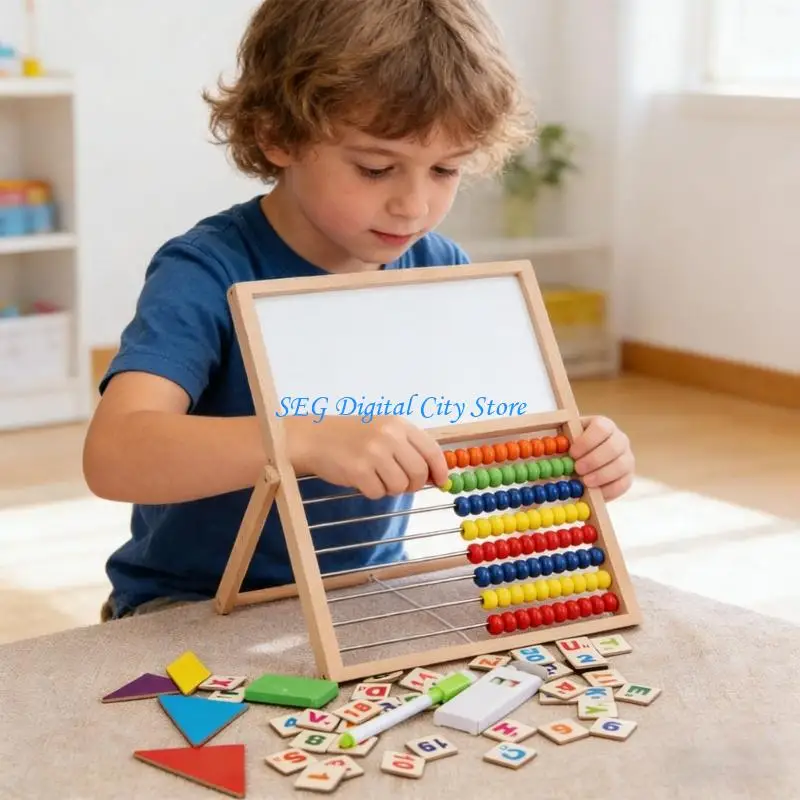 U75B Drawing Board With Wooden Abacus Counting Toy For Toddler Preschooler