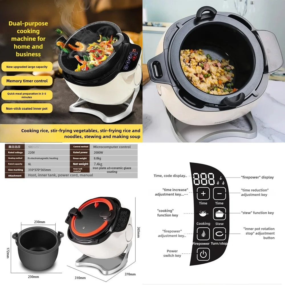 

2026-hot 6L Cooking Machine Fully Automatic Intelligent Cooking Multi-functional Mixing Cooking Machine Kitchen
