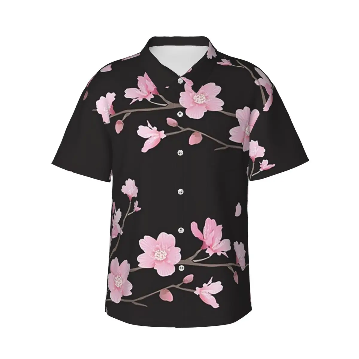 

Мужские рубашки с вишневым цветком и растением, гавайская рубашка с коротким рукавом, модные топы с лацканами для летнего пляжа