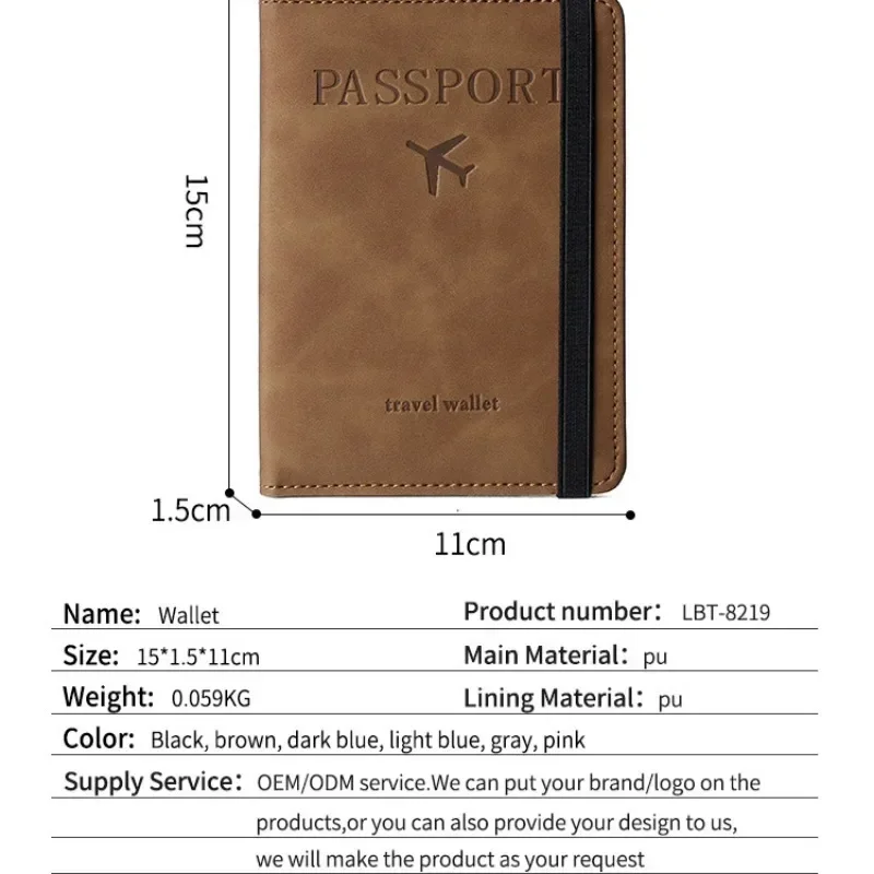 ผู้ถือหนังสือเดินทางกระเป๋าเดินทางผู้ชาย Passport Cover Case พร้อมภายใน SIM ID บัตรเครดิตสล็อต PU หนัง Passport Protector