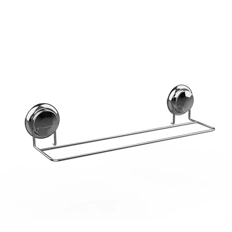 Stainless Steel Double Towel Bar Suction Cup Bath Towel Rack Bathroom Accessories Wall Mounted Holder No Drilling