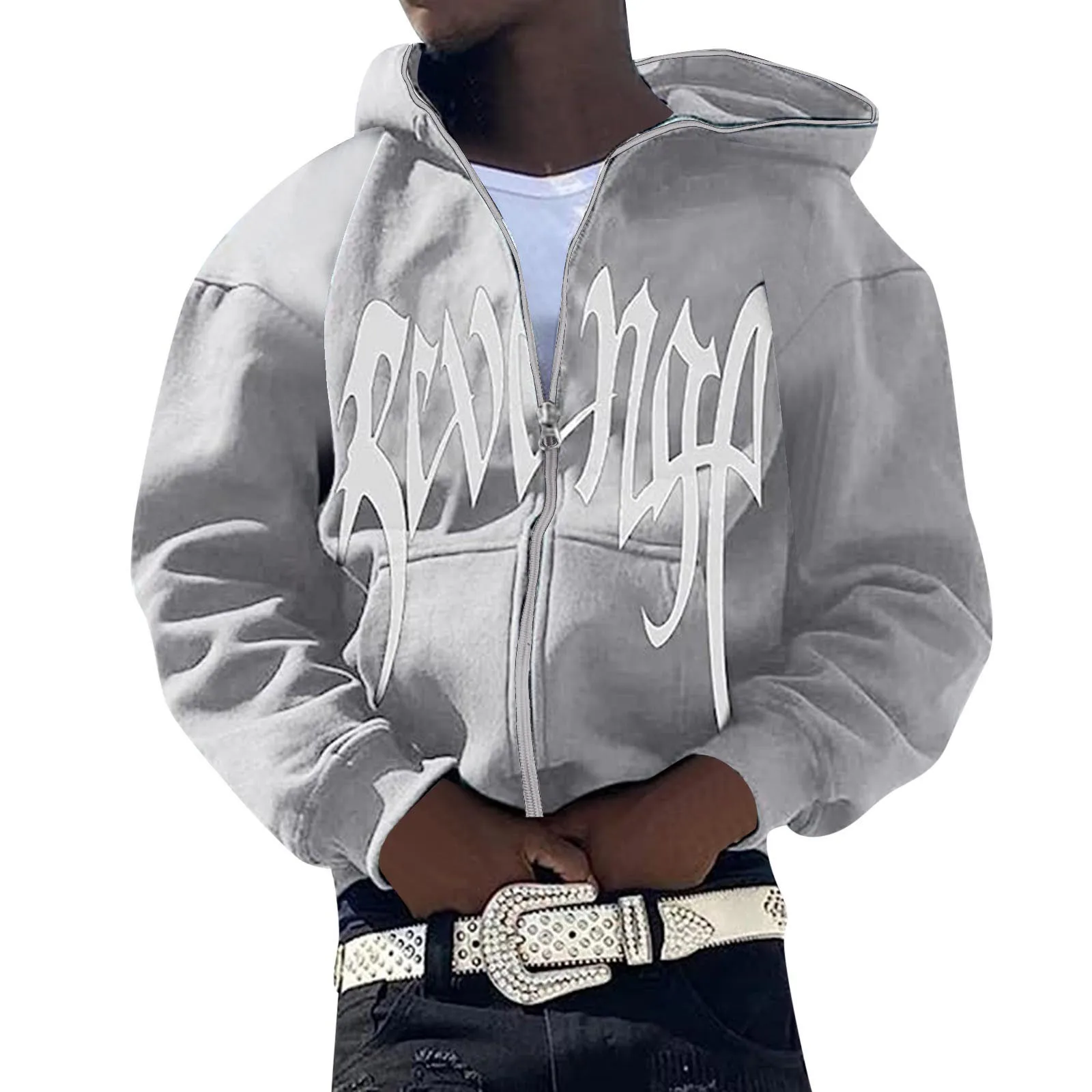 zip up hoodies Solid color Letter Print warmth Sweatshirts Trend Casual Hip Hop Hooded mens clothing Cardigan New in sweatshirts