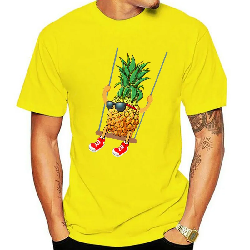 Funny Swinging Pineapple Swinger T Shirt Men Ringer T-Shirt Cool Man Streetwear Kawaii Anime Unisex Japanese Cartoon Tee Shirt