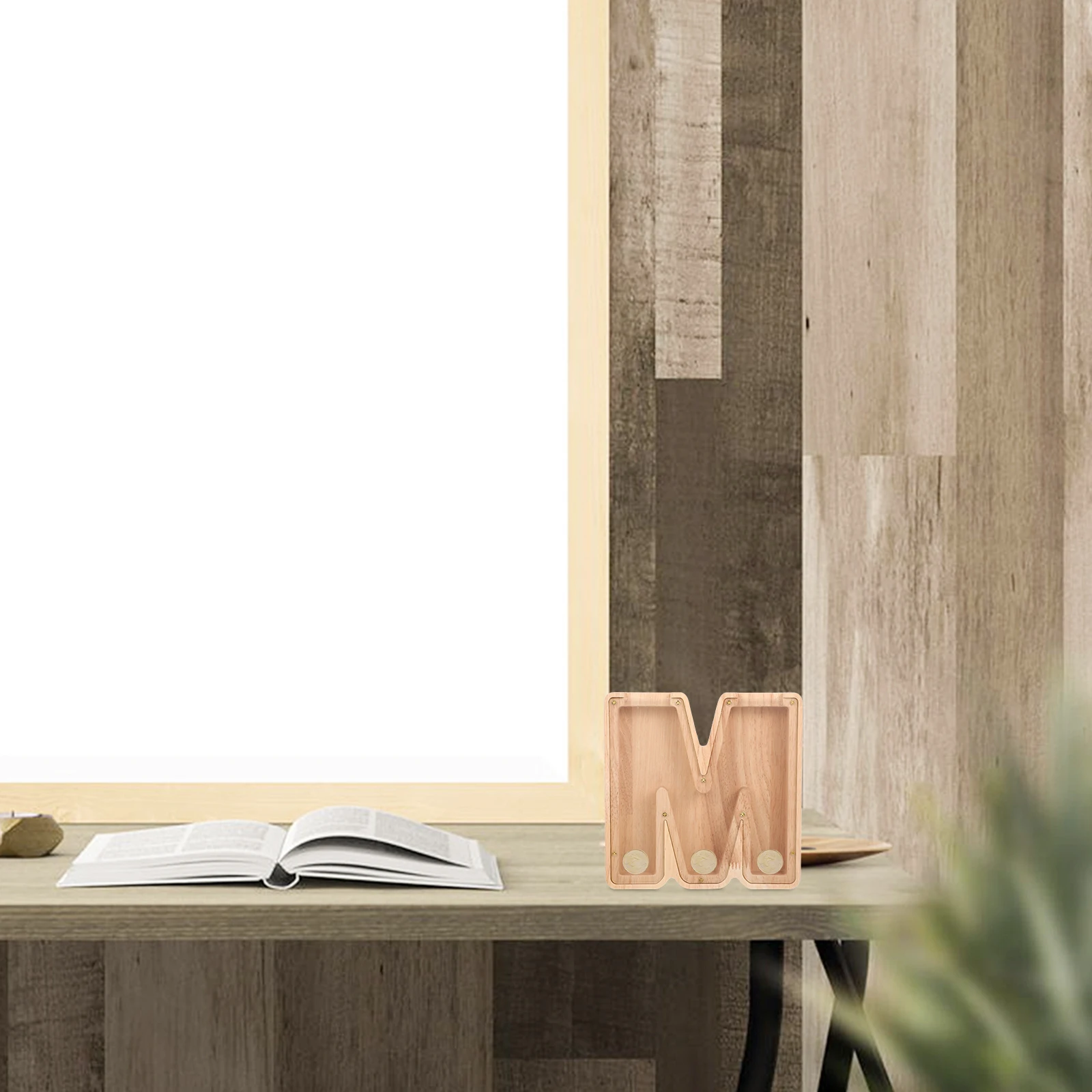 

Wooden Piggy Bank Letter Saving Pot Transparent Coin Container Durable Money Box Decorative Desktop Money Bank Craft