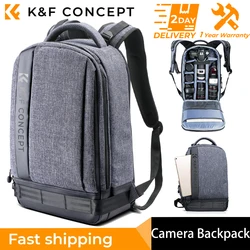 K&F Concept Large Camera Backpack DSLR Camera Bag Fits 15.6 Inch Laptop 13L with Tripod Holder Compatible with Canon Nikon Sony