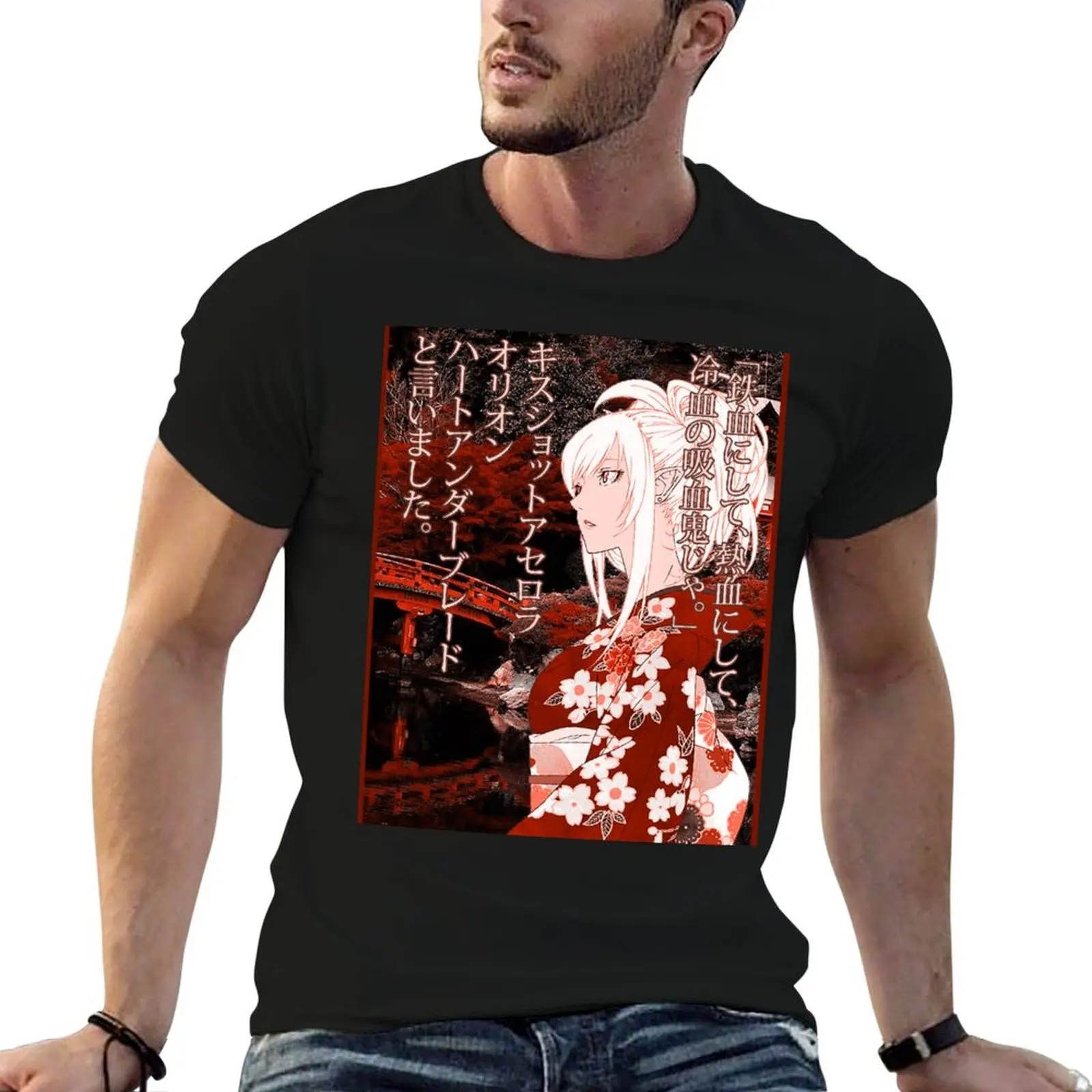 Kiss-Shot Yukata T-Shirt Plus Size Basic Cotton T-Shirt