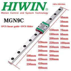 HIWIN Genuine MGN9C MGN9 Miniature Linear Guide Rail Slider 40 50 60 100 200 250 300 350 400 450 500 550mm For 3D linear rail