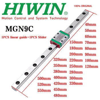 HIWIN genuine MGN9C MGN9 miniature linear guide rail + slider 40 50 60-100 200 250 300 350 400 450 500 550mm for 3D printer CNC