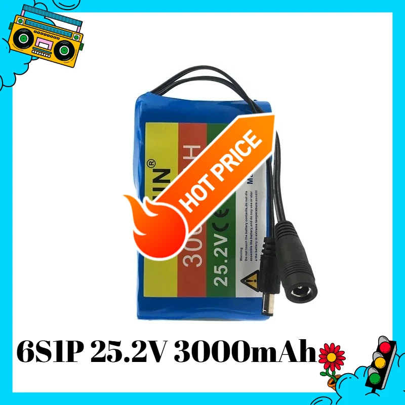 

Suitable for Power Supply of Electric Toys, Electronic Products, etc 6S1P 25.2V 3000mAh Lithium-ion Rechargeable Battery Pack,