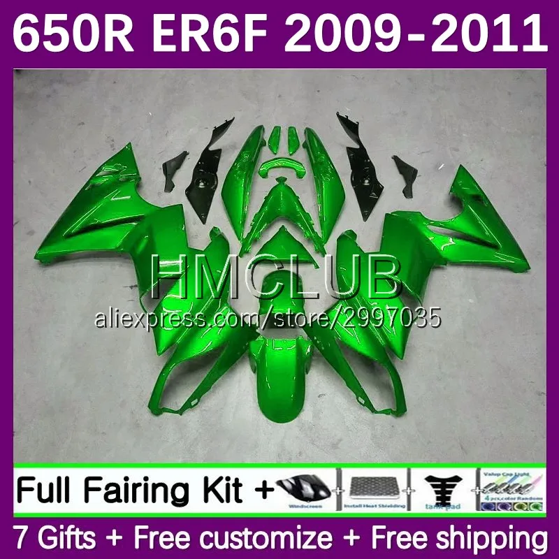 Body Kit For KAWASAKI NINJA 650R 650 R ER 6F 6 F 09-11 65No.35 ER-6F ER6F 2009 2010 2011 ER6 F 09 10 11 OEM Fairing metal green