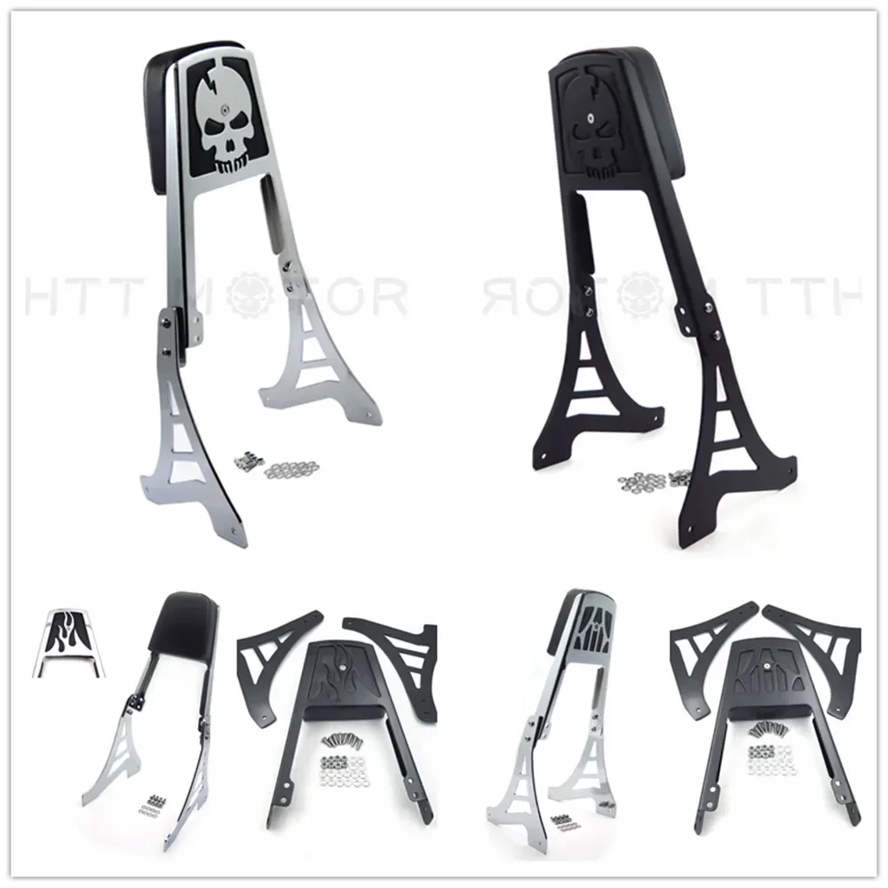 

Skull Backrest Sissy Bar With Leather Pad For Harley Davidson Sportster 1200 883 1995-2003 Aftermarket Motorcycle Parts