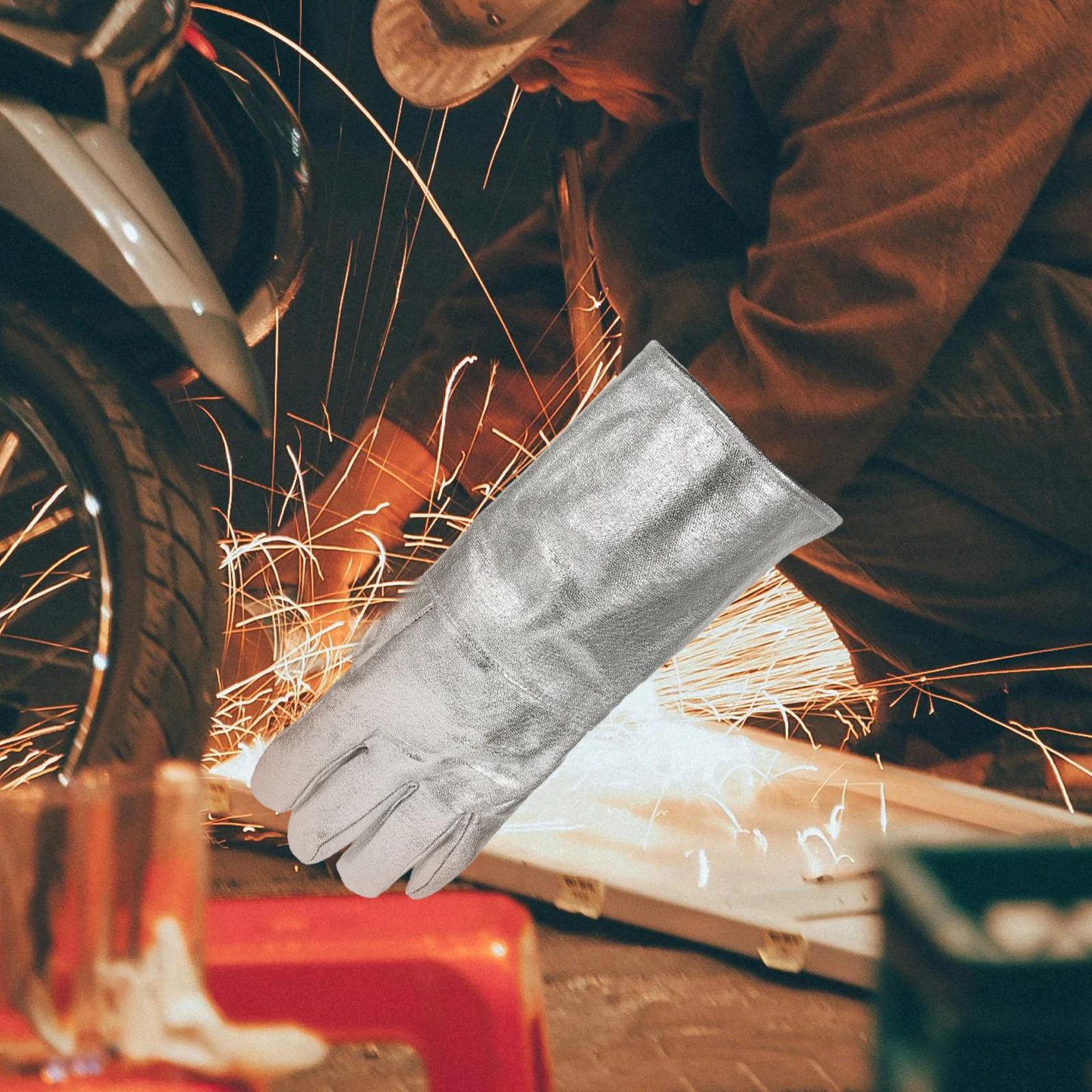 

2pcs Heat Resistant Gloves Fireproof Aluminum Foil Safety Mittens High Temperature Industrial Welding Gloves For Metalworking