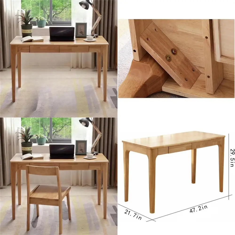 

Compact Solid Wood Desk with Storage for Small Spaces: Ideal for Home Office, Gaming, and Studying