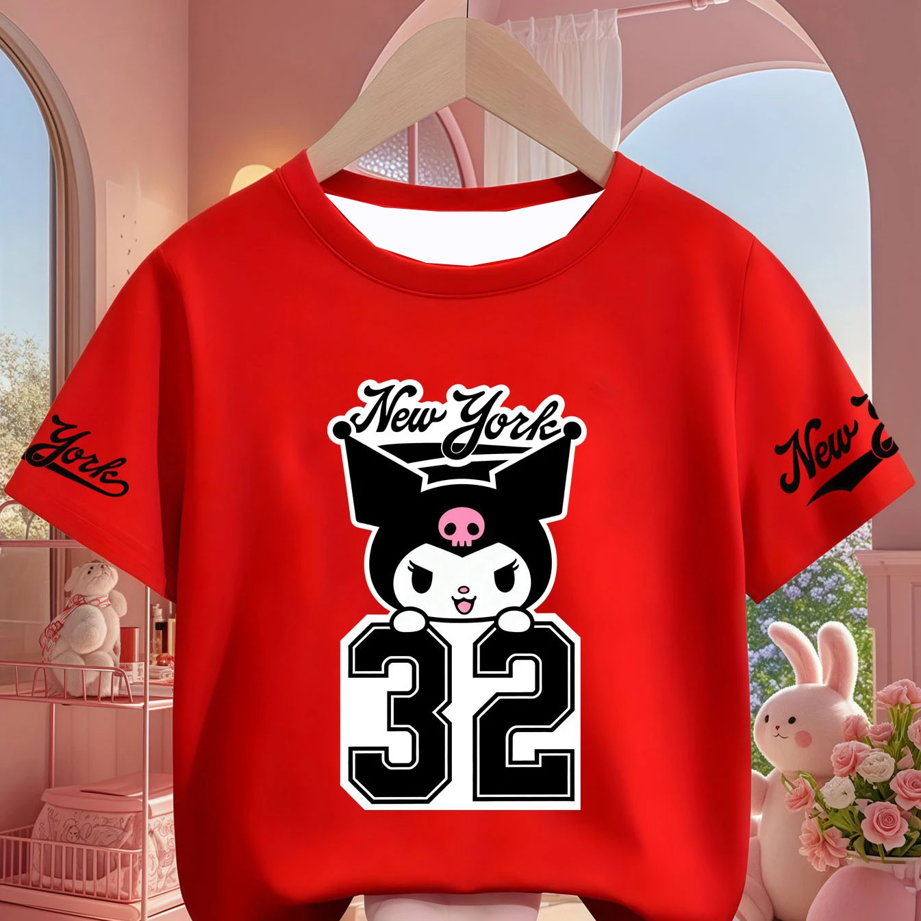 2026 موضة كورومي الوردي نيويورك عدد 32 نمط تي شيرت الاطفال/الكبار الفانيلة ملابس رياضية غير رسمية التجفيف السريع وملابس غير رسمية