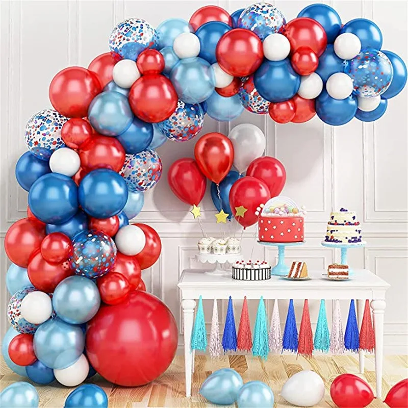 

82pcs Blue Red Balloon Garland Arch Kit White Confetti Balloons Baby Baptism Shower Birthday Wedding Bachelor Party Decoration