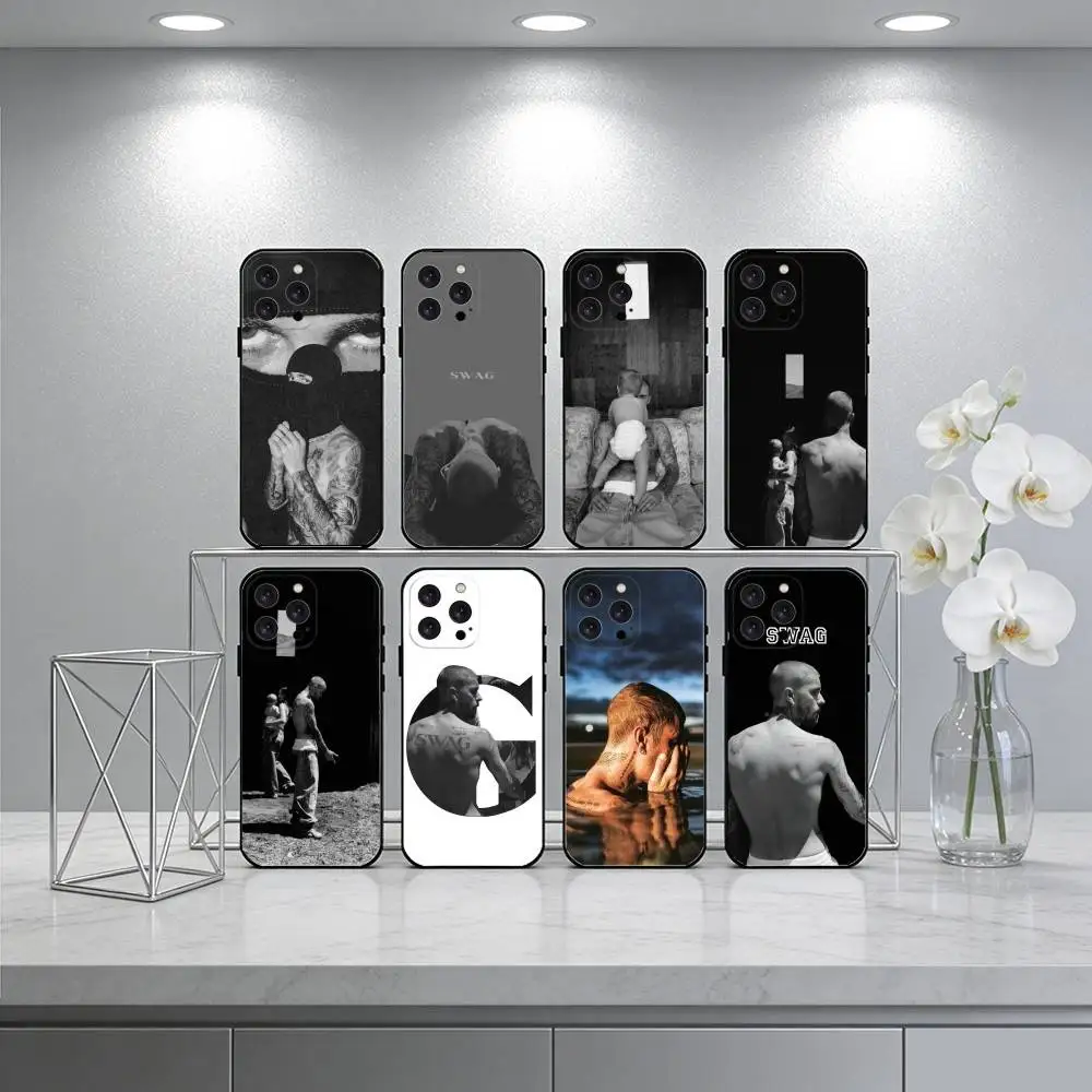 

SWAG J-Justin-n B-Bieber Phone Case For iPhone 17 16 15 14 13 12 Max Plus Silicone Black Cover