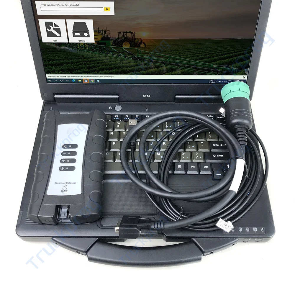 

CF53 Ноутбук Real JD EDL V3 Адаптер Электронная ссылка для передачи данных V3 Wi-Fi Сельскохозяйственный трактор Строительный грузовик Инструмент диагностики лесного хозяйства