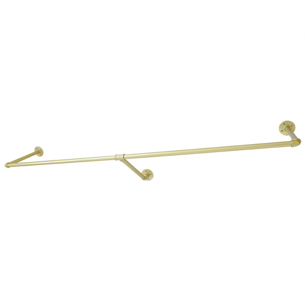 Bedroom Wall Mounted Clothing Rack, Clothing Rack for Hanging Clothes, Industrial Pipe Garment Rack Gold 120*30cm/47*11.8in