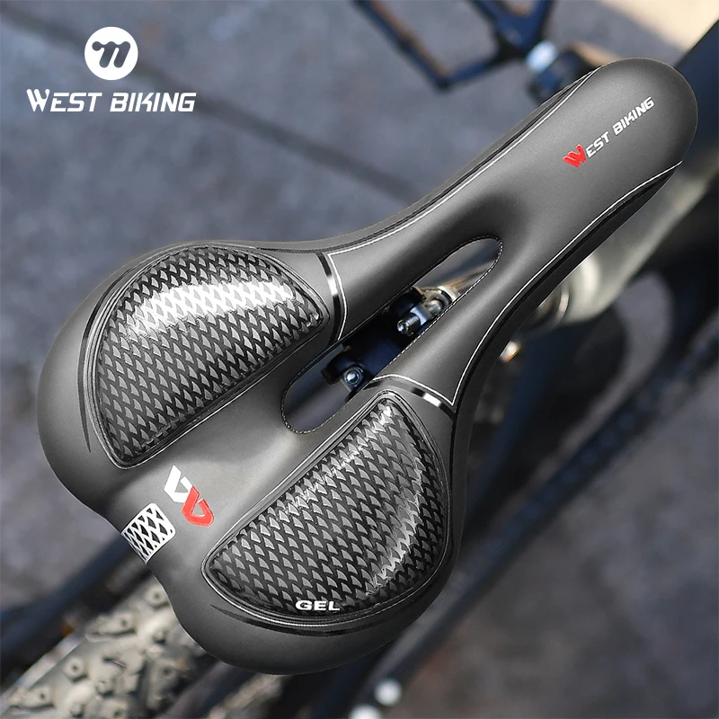 WEST BIKING Bicycle Saddle Silicone Cushion PU Leather Surface Gel Silica Filled Comfortable Shockproof MTB Road Cycling Seat