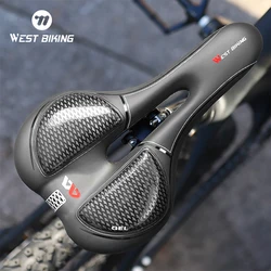 WEST BIKING Bicycle Saddle Silicone Cushion PU Leather Surface Gel Silica Filled Comfortable Shockproof MTB Road Cycling Seat