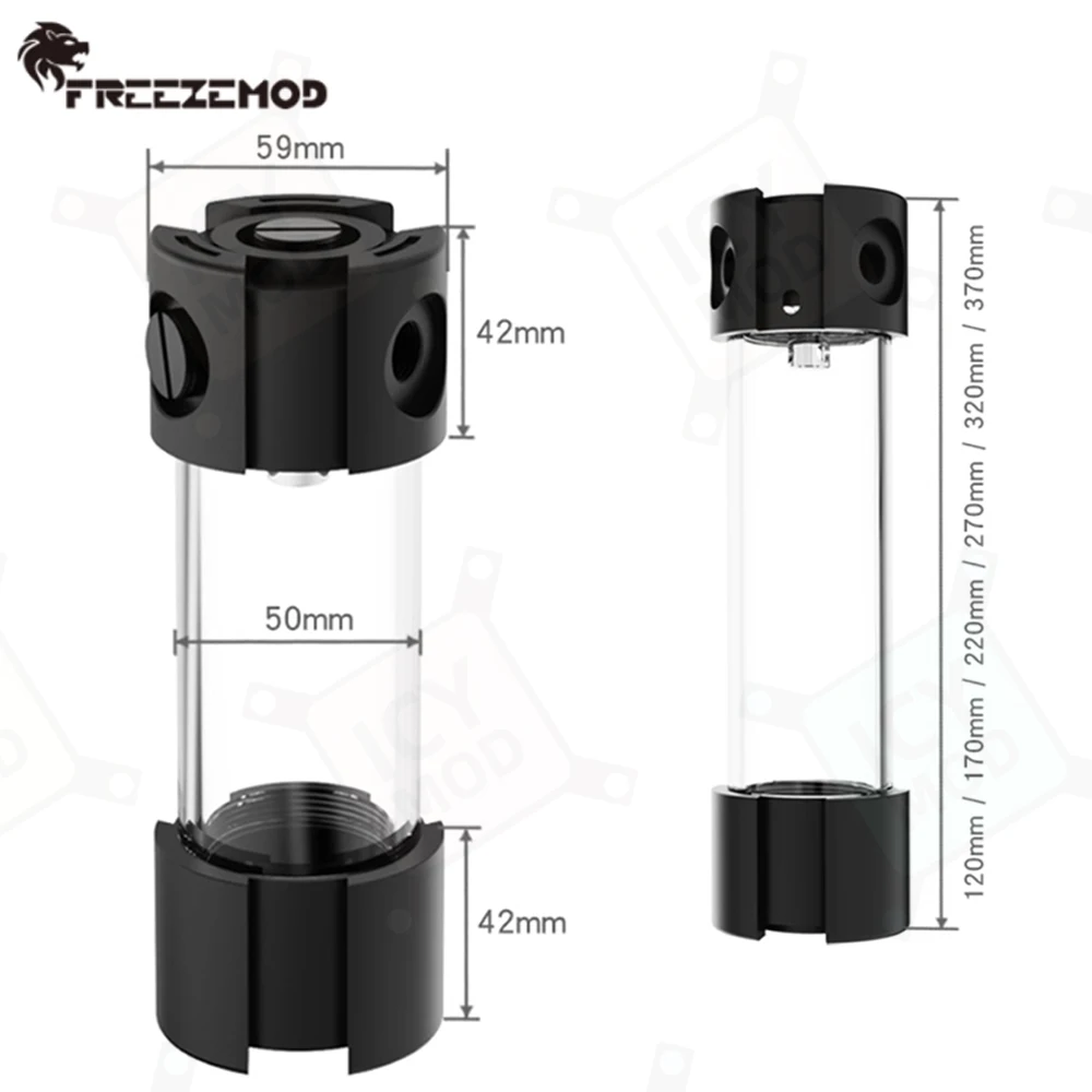 FREEZEMOD Acrylic Reservoir OD50MM 120mm/170mm/220mm/270mm/320mm/370mm Water Cooling Tank G1/4' PC MOD YSX-5DC