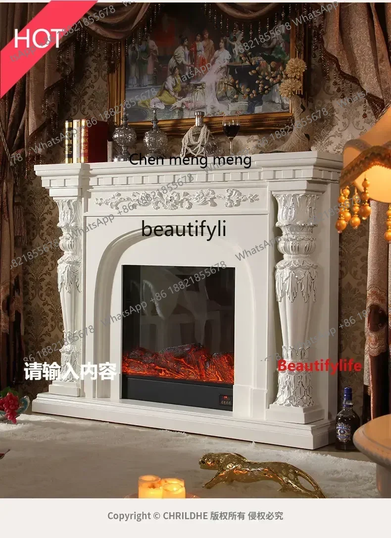 cn8350 ss European white, decorative cabinet American living room cabinet fireplace cabinet, electronic simulation French retro