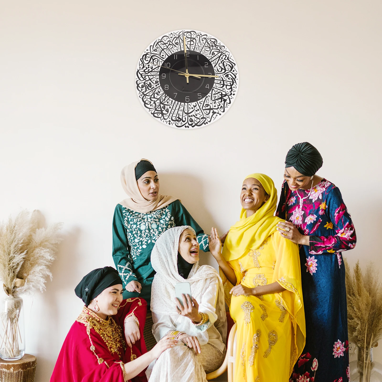 

Acrylic Art Wall Clock Eid Mubarak Silent Decorative Indoor Hanging Clock for Bedroom