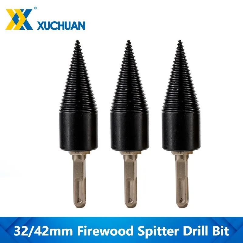 

Firewood Splitter Drill Round/Hex/Triangle Shank Wood Drill Bit 32-42mm For Woodworking Cut Tools HSS Split Cone Drilling Bits